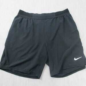 Nike Athletic Shorts Men's XL Black Dri Fit Stretch Elastic Waist Logo Pull On